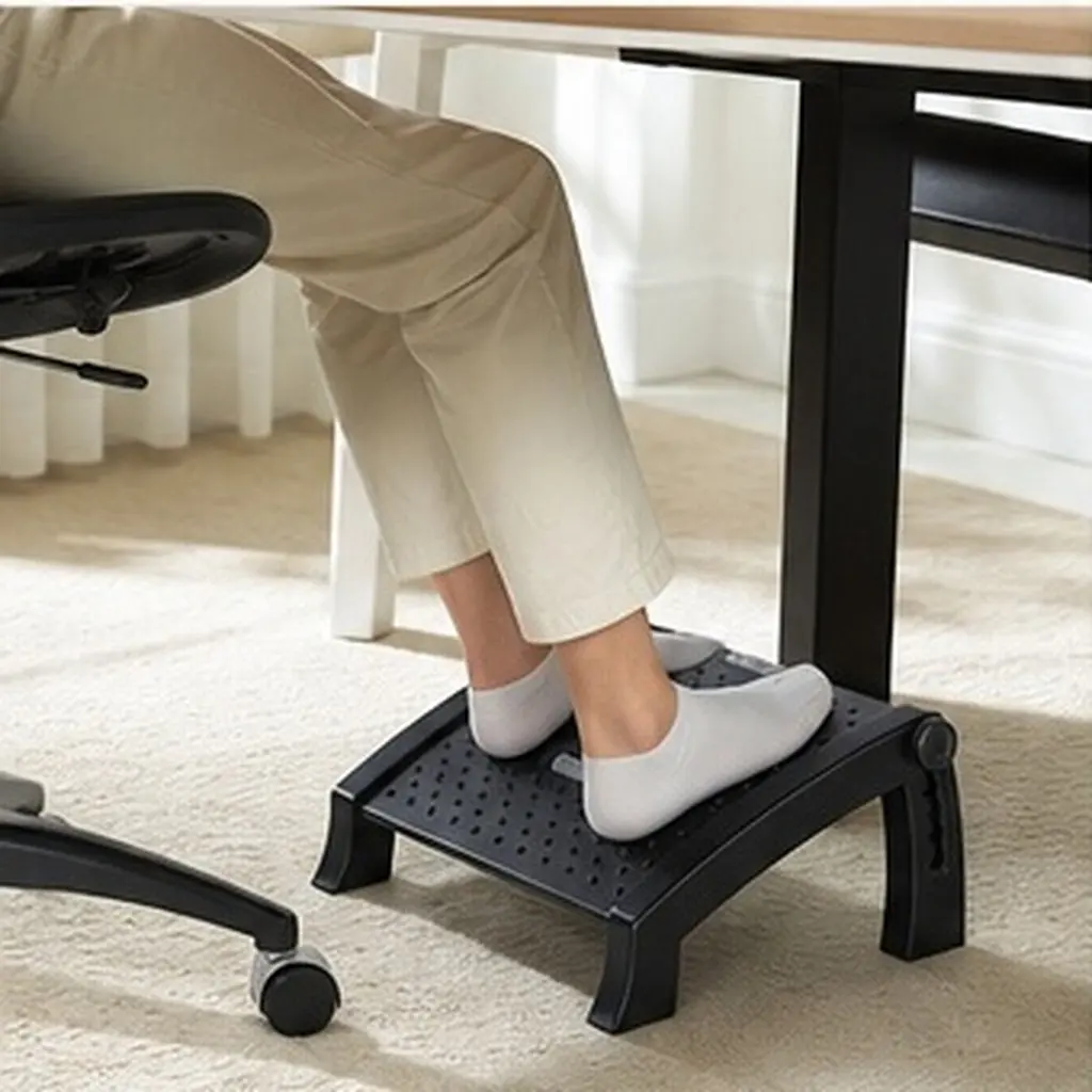 Footrest Under Desk - 1個入り、コンパクトなデスク下用フットレスト。自宅やオフィスでの使用に最適。足のサポート、人間工学に基づいた設計で、足への負担を軽減し、快適な使用感を実現。